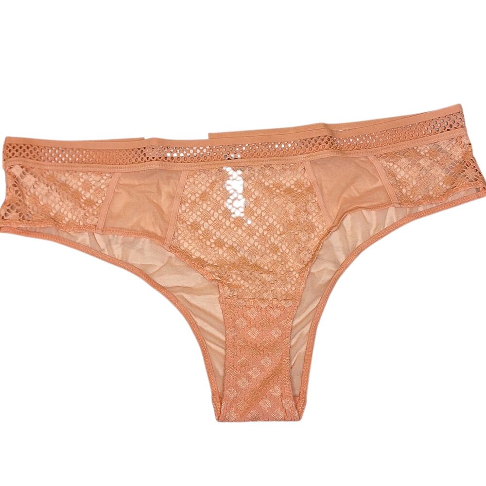 Adore me NEW semi sheer lace sexy cheeky panties XL pastel orange underwear